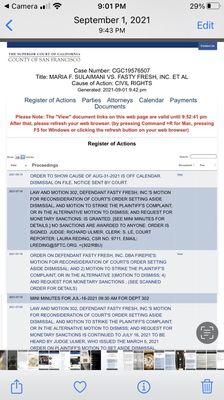 In the photo you can see how he messed up My case , keeping not showing up to court and not serving opponents/ more to be posted