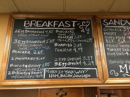 Breakfast menu