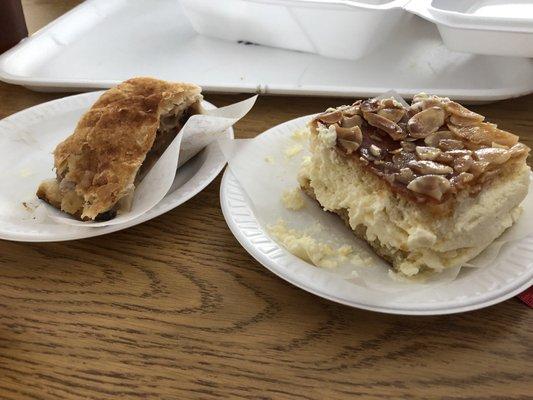 Apple strudel and beehive cake