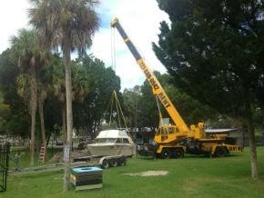 Crane hoist service to relocate a boat.