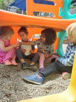 Fun under the play structure