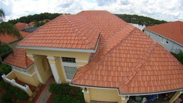 Another tile roof completed by Axiom. Eagle Roofing Tile Malibu Terracotta Gold.