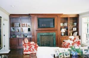 living room cabinets Custom cherry remodel