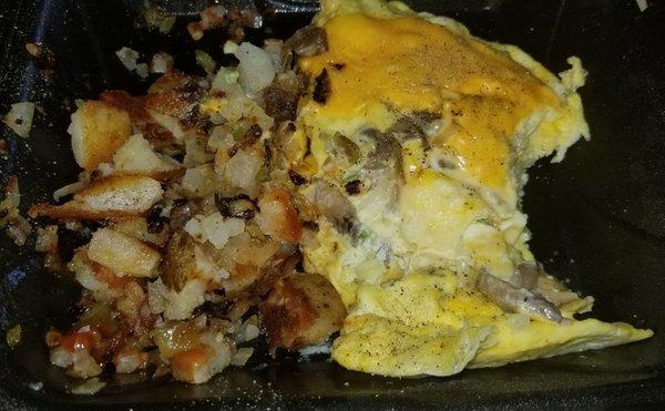 Veggie omelet and hashbrowns