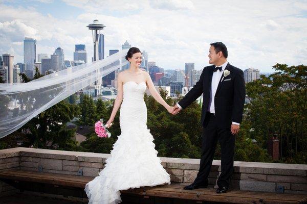 Seattle Space Needle wedding portrait