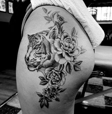 Tiger and Flowers