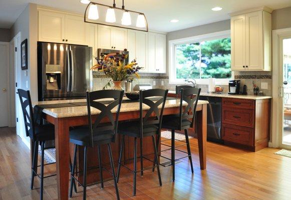 Demolish a wall to create spacious, Island centric kitchen. Camp Hill