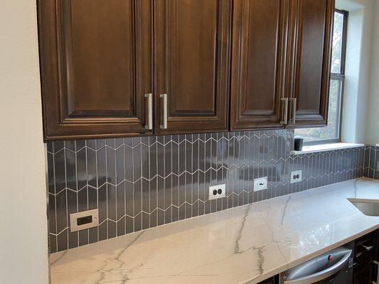 Notice the detailed tile work in the backsplash. These were individual tiles.