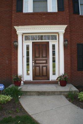 Refinished mahogany entry door