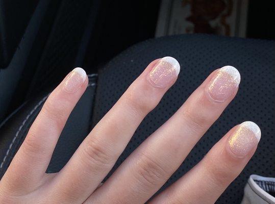 Glitter French powder dip nails