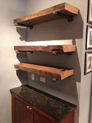 Custom shelving made of reclaimed wood