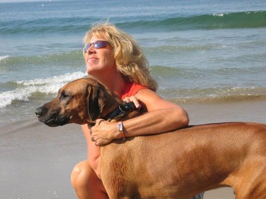 Jazzy and I at the beach in Santa Barbara