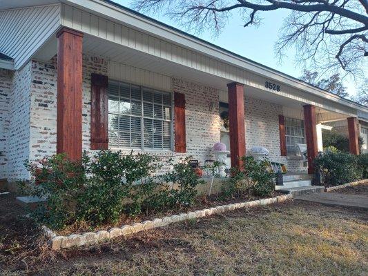 Cedar post and shutters