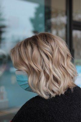 Rooted blonde bob