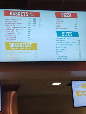 Menu as of April 2023