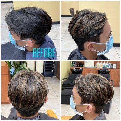 Men partial highlights light brown