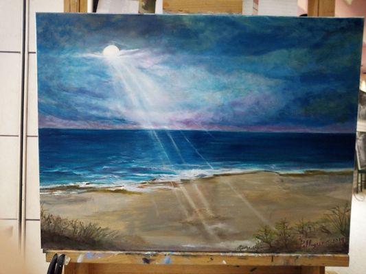 One of my Oil Paintings. 
Once In A Blue Moon. 

Sold to a collector in NY. 

I can recreate any of my works similarly on any size canvas.