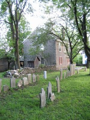 View of part of the cemetery and rear of the school house.