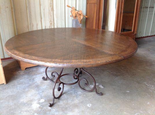 Custom made Oak table with metal base