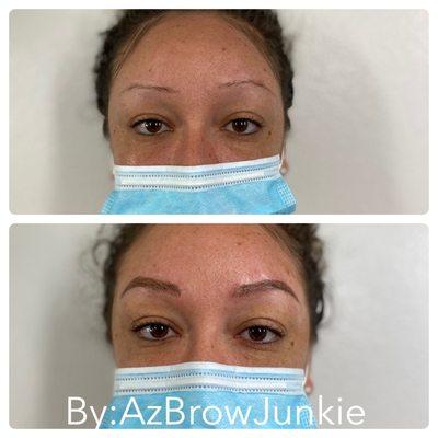 Before and After. Microblading with shading.