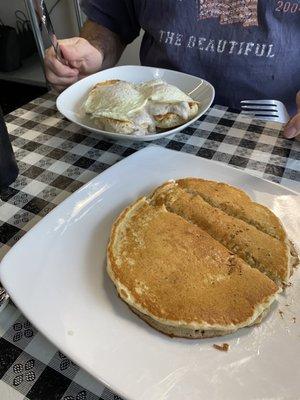 Sausage Biscuits & Gravy with eggs AND 1 pancake