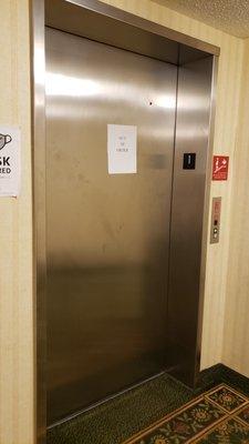 Only elevator out of order, even after technician "fixed" it.