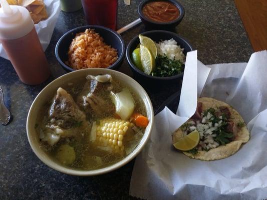 Nice caldo and length taco with all the fixins