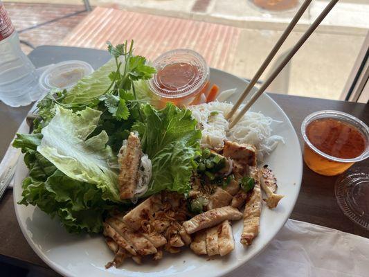 #14 Banh Hoi Ga Nuong. It's grilled chicken with thin noodles and fresh veggies.