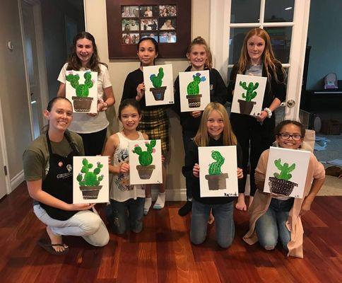 Kids painting party, cactus themed!