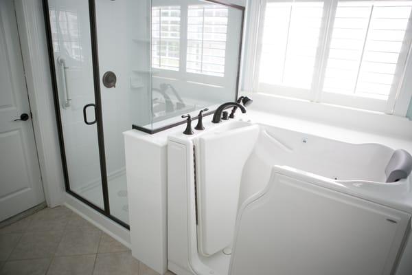 Do you have limited mobility? Retain your independence with a walk-in tub. We also can add grab bars for added safety.