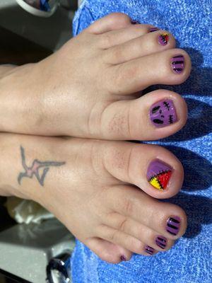 Gel pedicure nail art! Nightmare before Christmas!!!