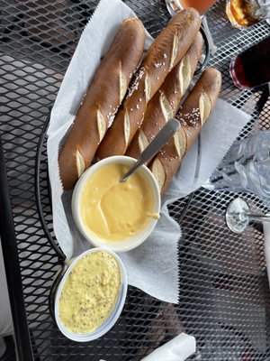 Bavarian pretzel sticks, solid, whole grain mustard, yum!