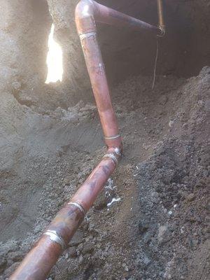 Copper leak after an earthquake repair