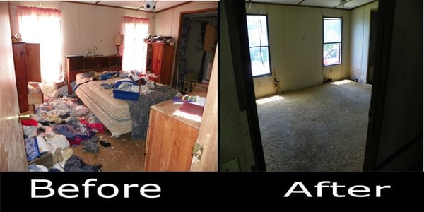 Bedroom before and after