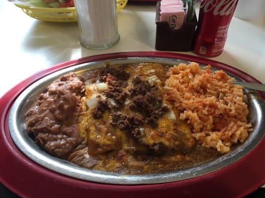 Beef enchilada plate