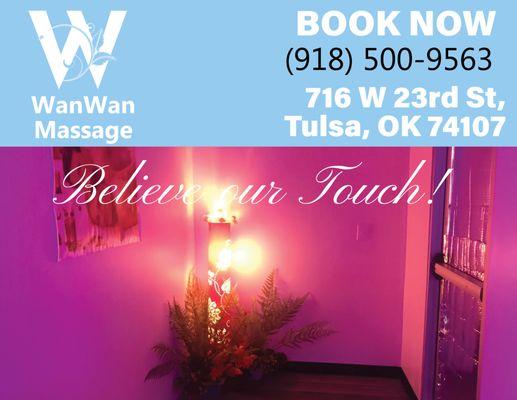 Discover tranquility at WanWan Massage in Tulsa, your sanctuary for unmatched massage experiences.