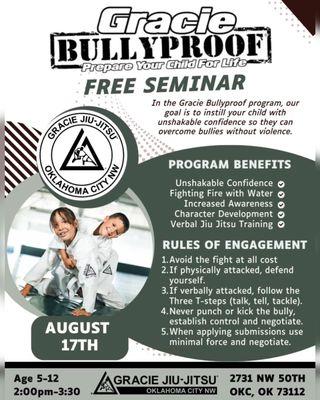 Free kids BullyProof seminar