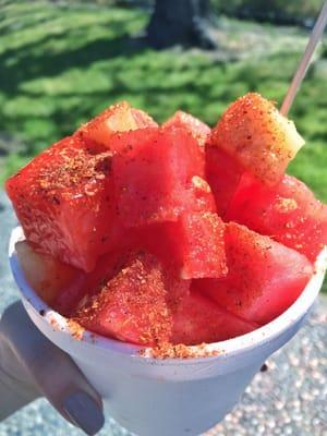 Fruit cup with watermelon and pineapple. Large cup for $5