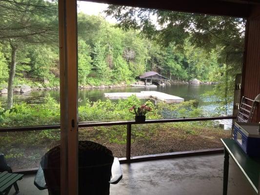 View from room looking out on the screened porch.