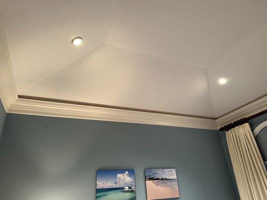 Repaired and painted ceiling