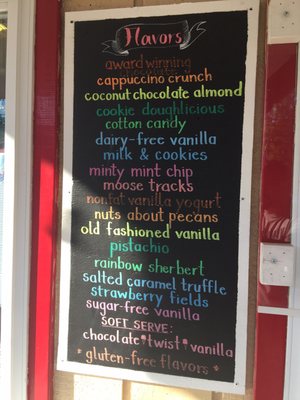 Ice Cream Flavors Menu