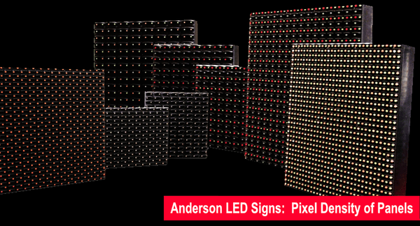 Pixel Density of Jonesboro Outdoor LED Signs.  The smaller the number the closer the pixels the closer you can view the sign.