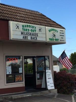 Outside Harold's Take Out in Port Angeles, WA.