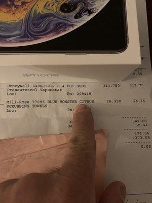 My receipt .. 313$ for a 180$ control