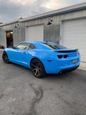 Chevy Camero With. Full Wrap In AveryDennison Gloss Light Blue