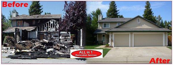 Before & After Fire Damages that were caused from hazards and ineffective wiring.