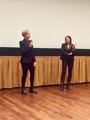 Tonya Lewis Lee (Spike Lee's wife and producer of All Rise) on the left during a Q and A session @ Cafritz Hall