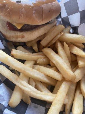 Cheeseburger with fries $8