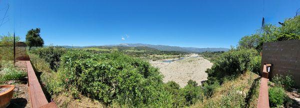 Panoramic view including the Santa Clara River in Oak View, CA.