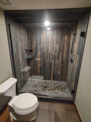 Walk-in tile shower